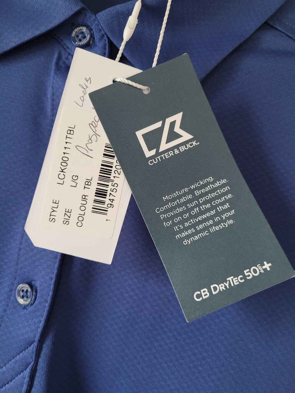 Cutter & Buck Women's Prospect Polo Large Blue Performance Golf UPF 50+ NWT - Picture 5 of 6